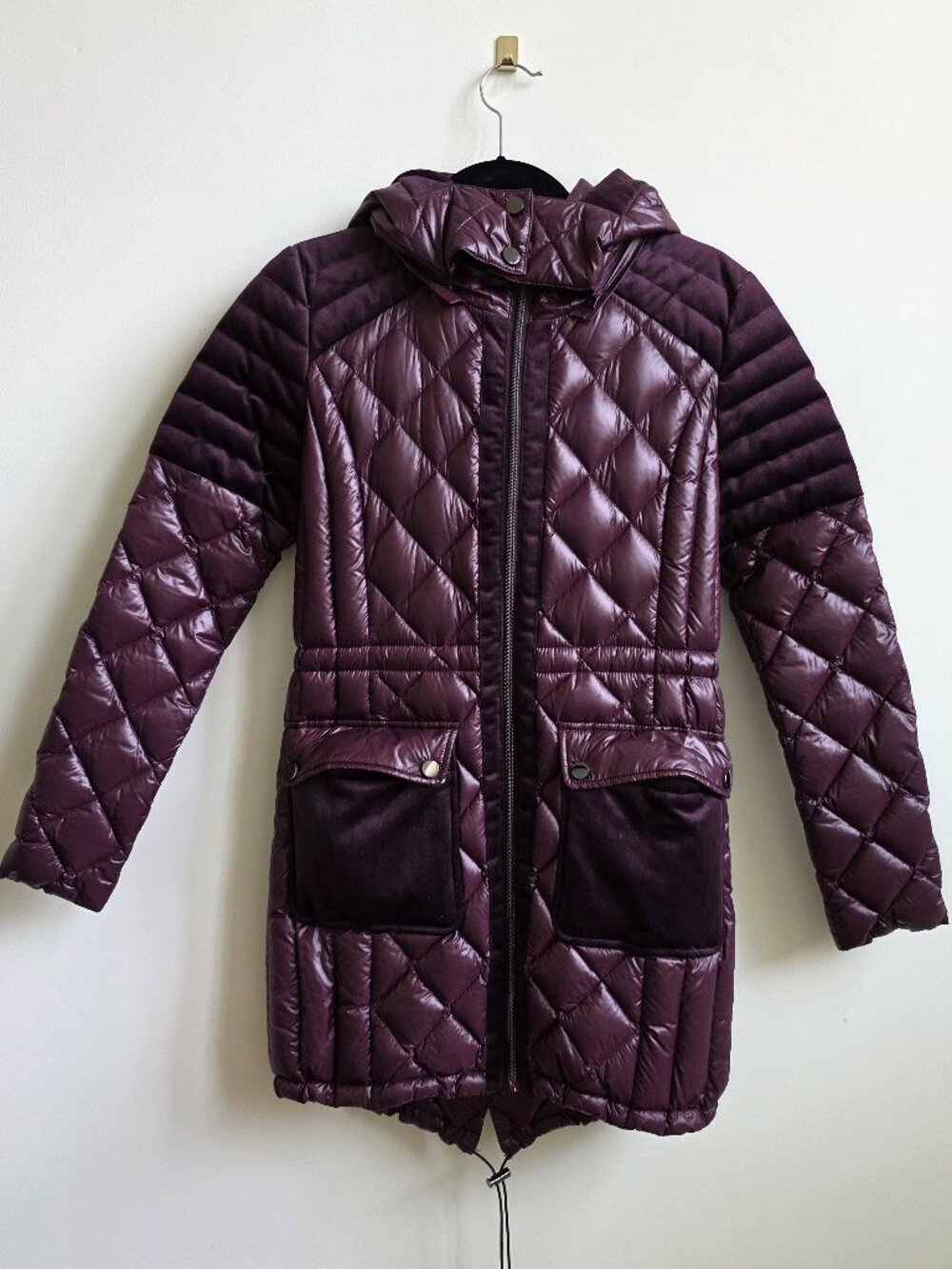 Belle Badgley Mischka Quilted Lightweight Packable Down Jacket, Plum Purple, Sm